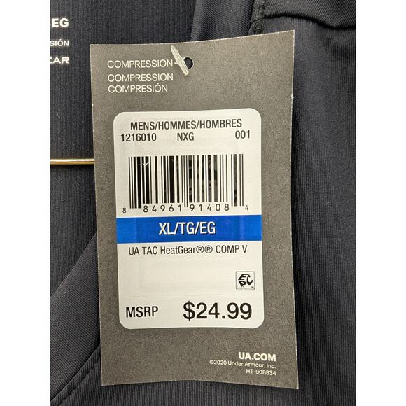 NWT Under ArmourTactical HeatGear Compression Men's V-Neck T-Shirt in Black XL - Picture 5 of 8